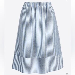 J Crew Factory Striped cotton-linen midi skirt size L